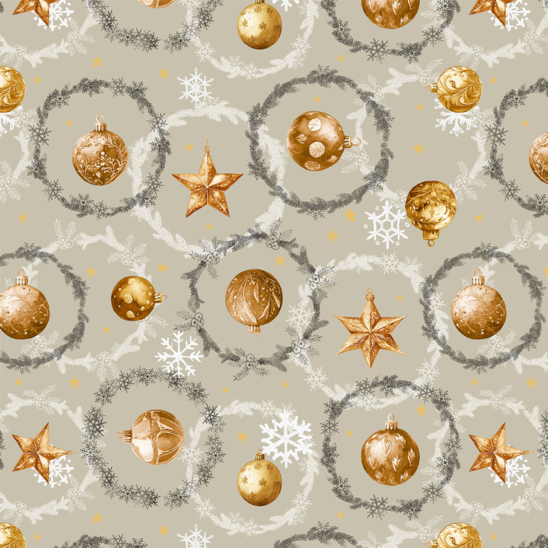 Julekuler & Kranser – Beige julevoksduk, mønster