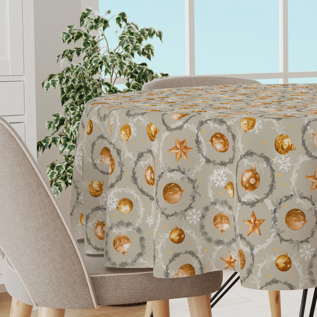 Julekuler & Kranser – Rund beige julevoksduk