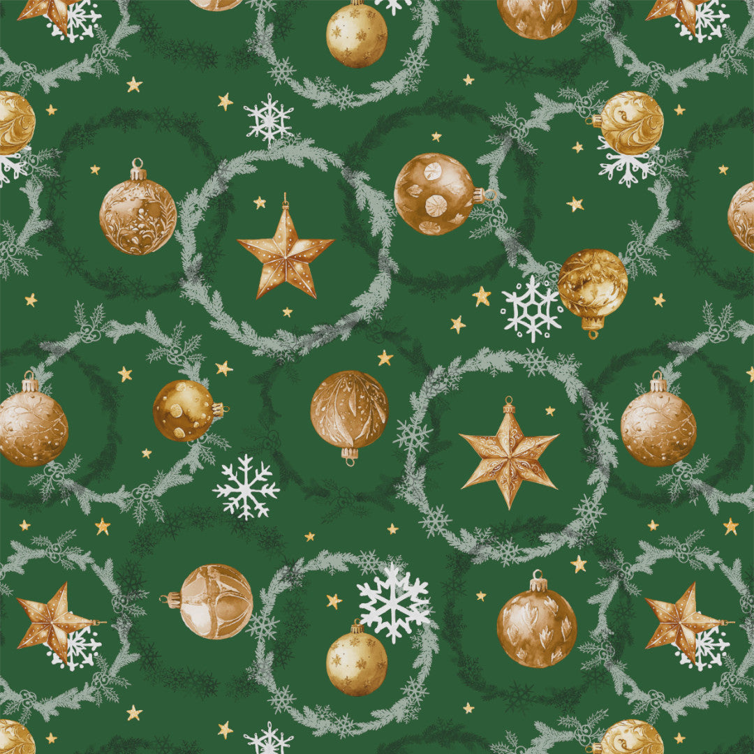 Julekuler & Kranser – Grønn julevoksduk, mønster