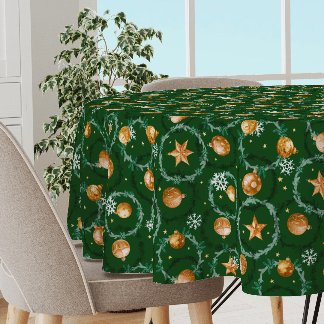 Julekuler & Kranser – Grønn rund julevoksduk