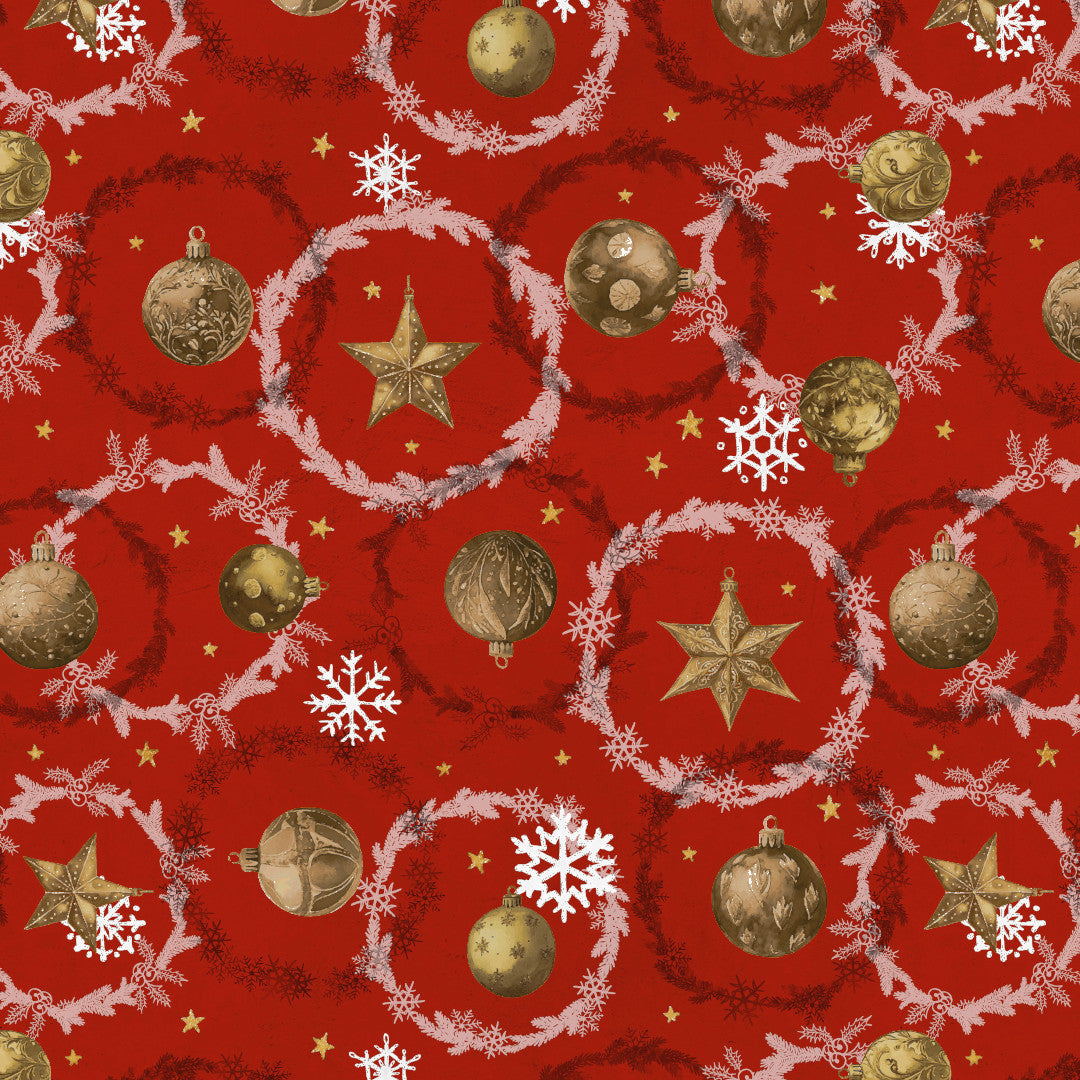 Julekuler & Kranser – Rød julevoksduk, mønster