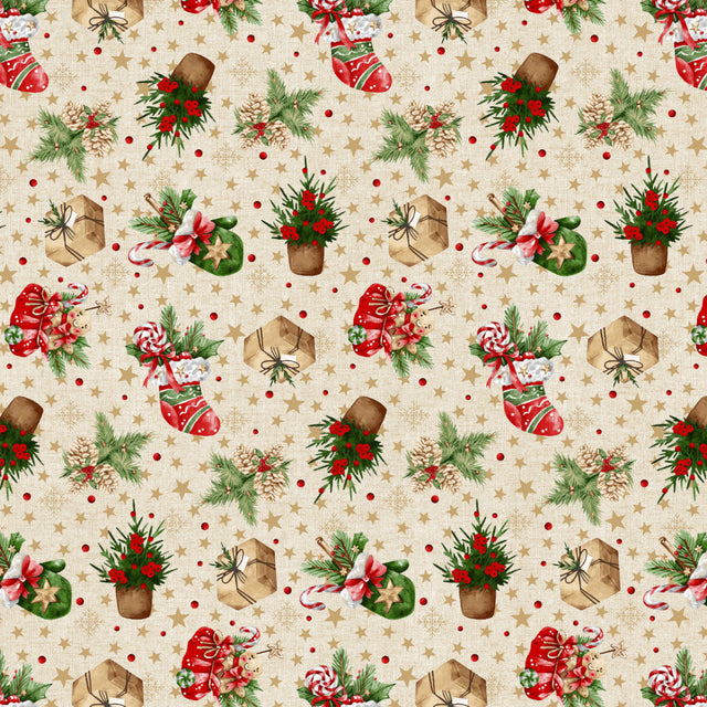 Julestrømpe & Gledelig Jul – Juleakrylduk med klassiske julemotiver, motiver