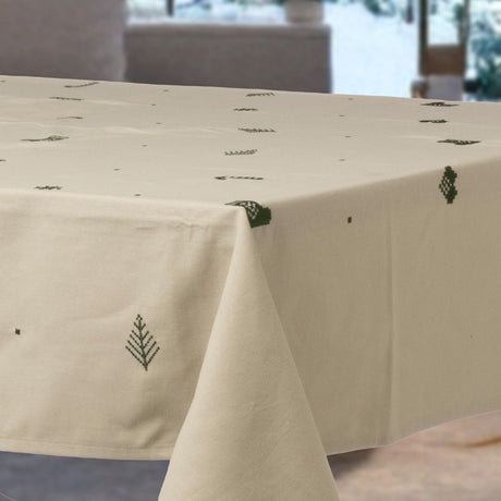 Julia Grøn - Brodert juleduk i 100% bomull - 140 x 270 cm hjørne