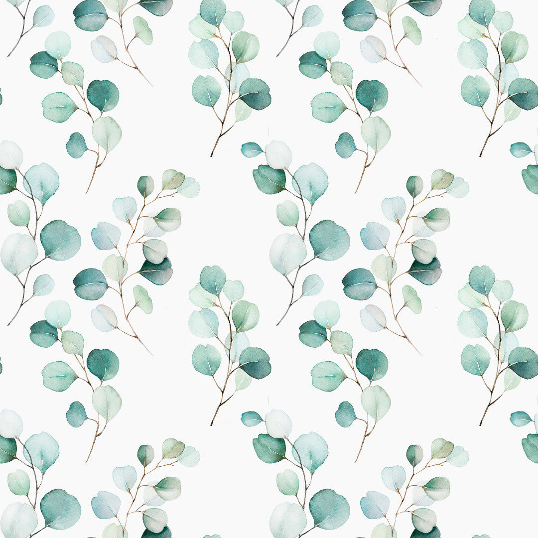 Junos Eucalyptus – Akrylduk med akvarellblader mønster