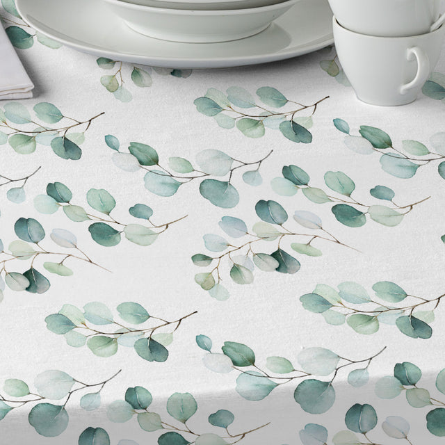 Junos Eucalyptus – Akrylduk med akvarellblader nærbilde