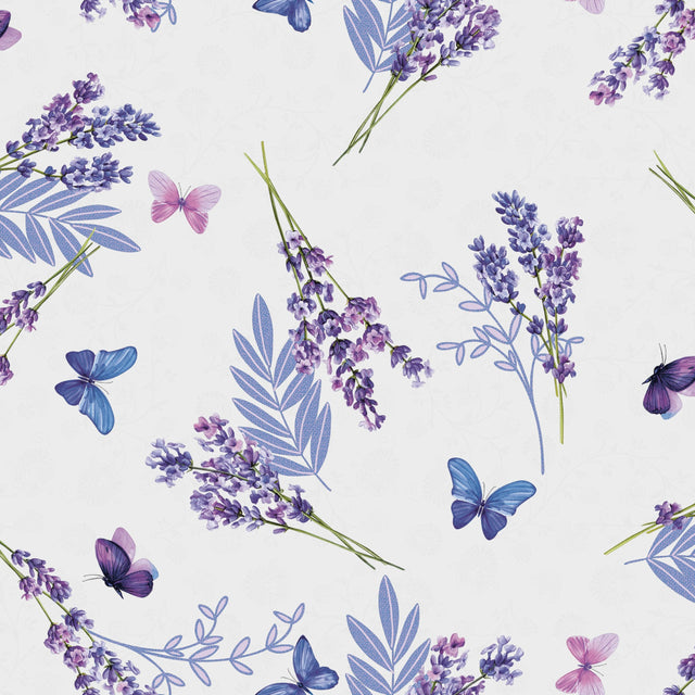 Lavender Breeze – vakker voksduk med lavendel og sommerfugler