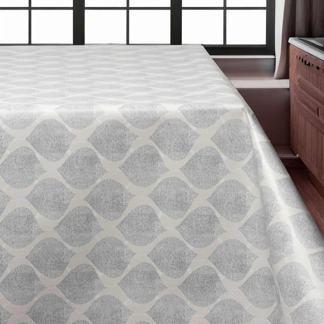 Leafy Soft Grey – bred voksduk med mykt grafisk uttrykk, 160 cm