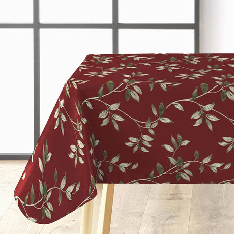 Liane Rouge – Voksduk i burgunder med gyldne bladranker, hjørne