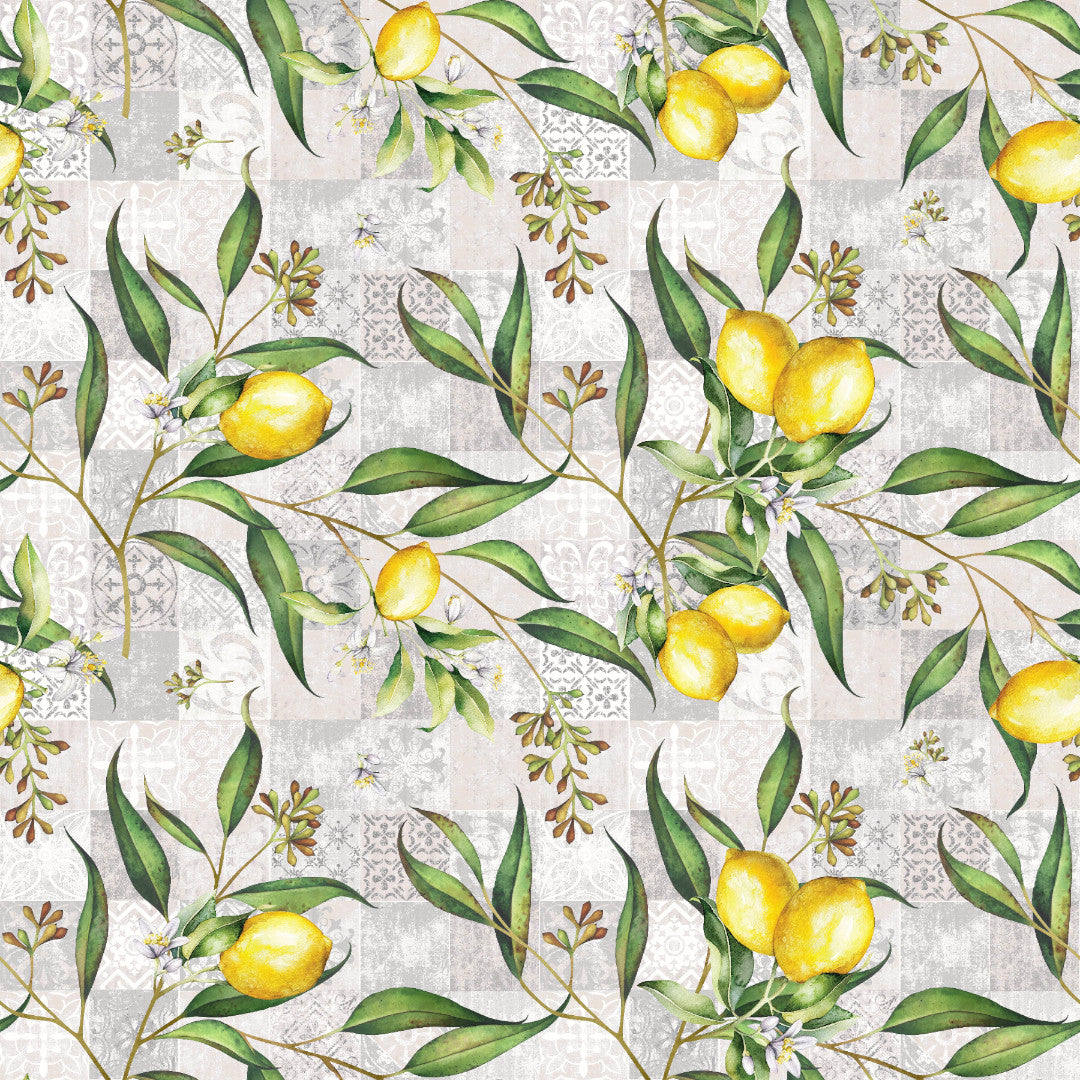 Limonero – Akrylduk med sitroner og patchworkmønster