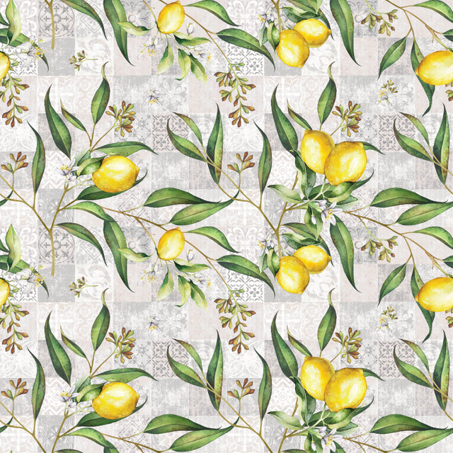 Limonero – Akrylduk med sitroner og patchworkmønster