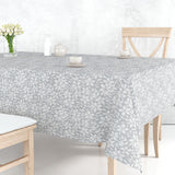 Linen Leaf Grå – Lett preget voksduk med bladmotiv