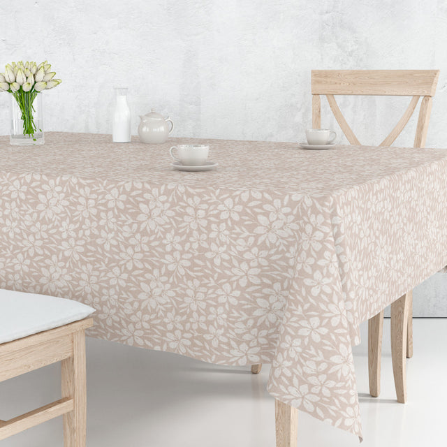 Linen Leaf Natur – Lett preget voksduk med bladmotiv