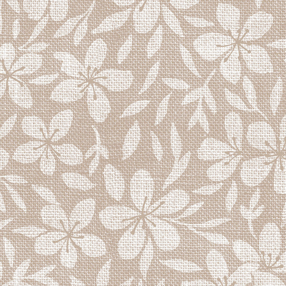 Linen Leaf Natur – Lett preget voksduk med bladmotiv, nærbilde