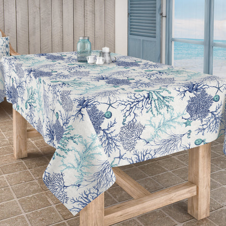 Lino Mare – Akrylduk med maritimt korallmotiv i linlook, miljø