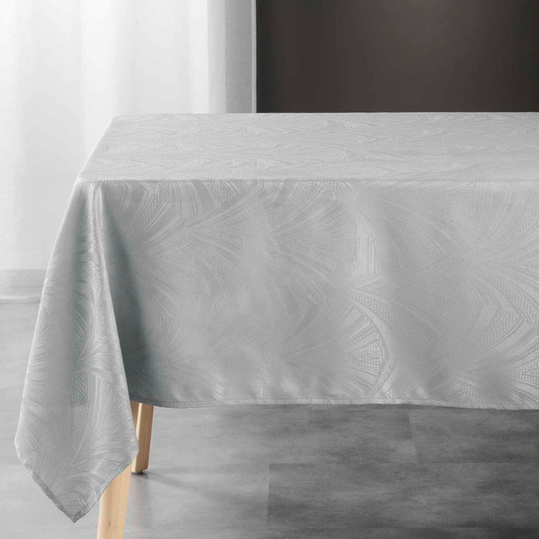 Lolly Grey – Damaskduk med grafisk vevd mønster – 140 x 240 cm