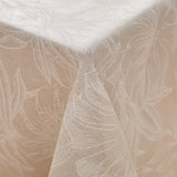Lorenza – Bordduk i linlook med stort bladmønster – 140 x 240 cm, hjørne