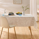 Lorenza – Bordduk i linlook med stort bladmønster – 140 x 240 cm, miljø