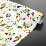 Lydia Sommerbær – Voksduk med ville bær og blomster i glade farger, rullet