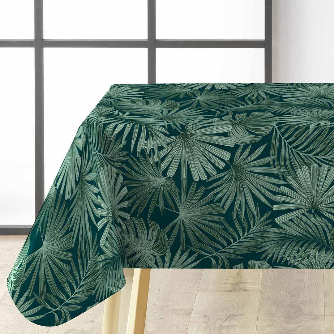 Malawi Vert - Voksduk med grafisk palmebladmønster hjørne