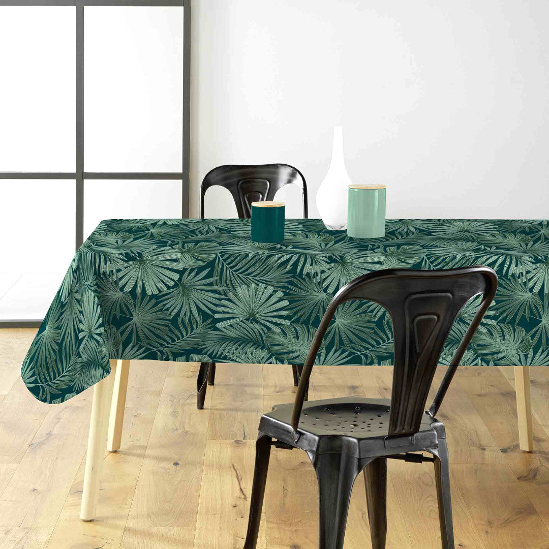 Malawi Vert - Voksduk med grafisk palmebladmønster miljø