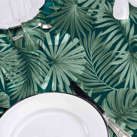 Malawi Vert - Voksduk med grafisk palmebladmønster nærbilde