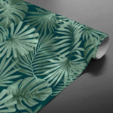 Malawi Vert - Voksduk med grafisk palmebladmønster rullet