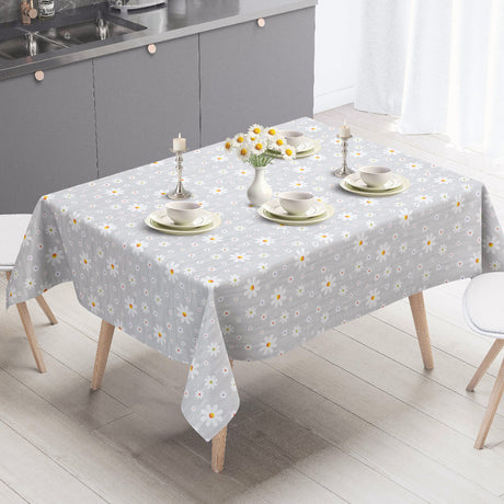 Marguerite – Grå voksduk med hvite margeritter, miljø