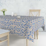 Marino Blåfisk – Akrylduk i linlook med maritimt mønster, 160 cm, miljø