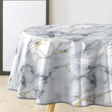 Marquina – Rund voksduk Ø 155 cm med marmormønster og metallic
