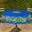 Mimosa Blå – Rund akrylbelagt provenceduk Ø 180 cm