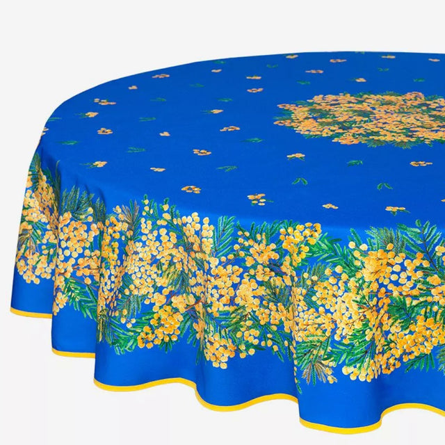 Mimosa Blå – Rund provenceduk Ø 180, nærbilde