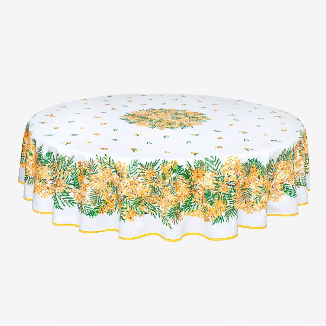 Mimosa Hvit – Rund provenceduk Ø 180