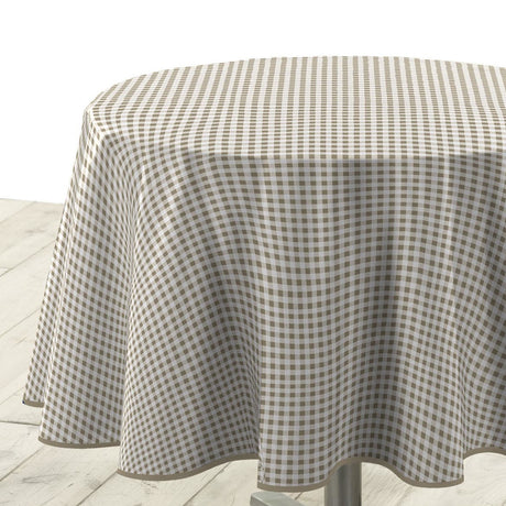 Mini Vichy Naturell – Rund voksduk med ruter Ø 155 cm