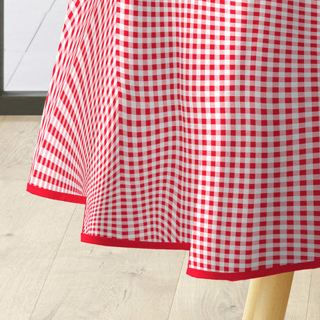 Mini Vichy Rød - Rund voksduk med ruter Ø 155 cm kant