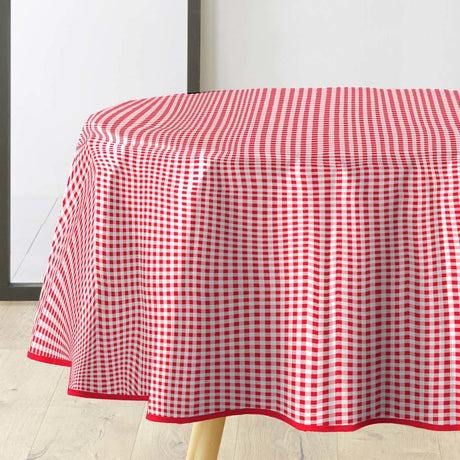 Mini Vichy Rød - Rund voksduk med ruter Ø 155 cm