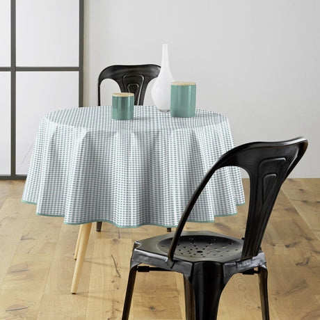 Mini Vichy Sage – Rund voksduk med ruter Ø 155 cm, miljø