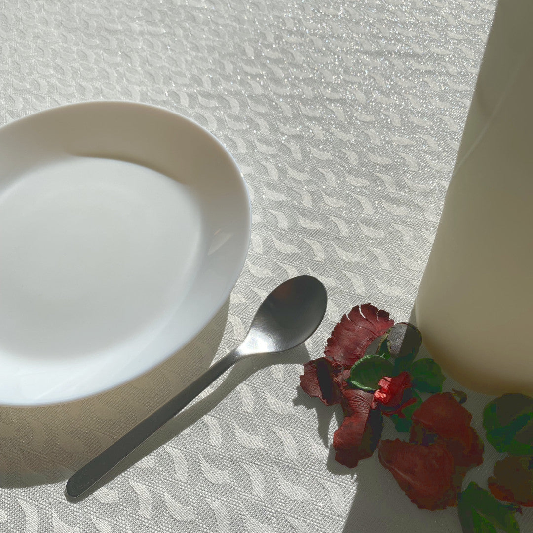 Munch Plata Sølvblad – Elegant akrylduk med lurex i sølv, 160 cm bred