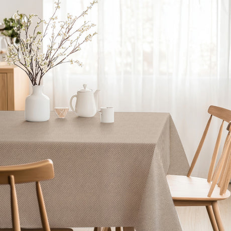 Nagore Beige – Akrylduk med klassisk fiskebensmønster, hjørne