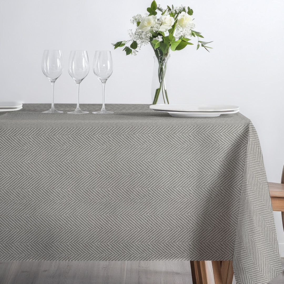 Nagore Gris – Akrylduk med klassisk fiskebensmønster, siden
