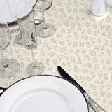 Naya Naturel – Glatt voksduk med linlook og diskret bladmønster, detaljer