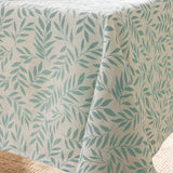 Naya Sauge – Bordduk i linlook med fint bladmønster – 140 x 240 cm, hjørne