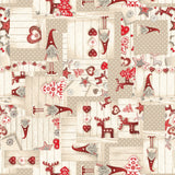 Nissehjerte – Juleakrylduk i nordisk julepatchwork, mønster