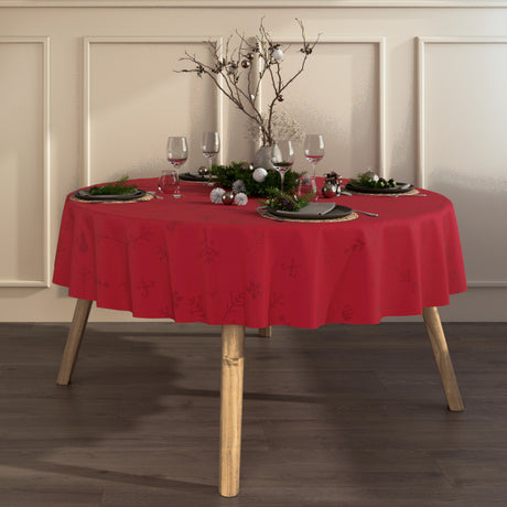 Engholm Noel jacquardvevd rund juleduk, rød - Ø 180 cm
