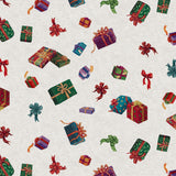 Nordfavn Cadeaux de Noël – Julevoksduk med gaver og lyst linlook, mønster
