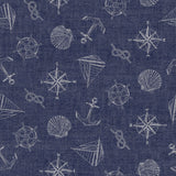 Nordfavn Captain – Blå voksduk med maritime motiver, mønster