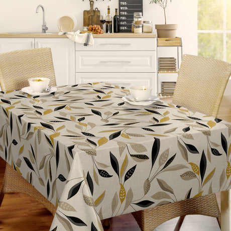 Nordfavn Class Beige – Voksduk med grafisk bladmotiv