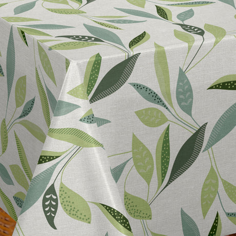 Nordfavn Class Grønn – Voksduk med grafisk bladmotiv hjørne