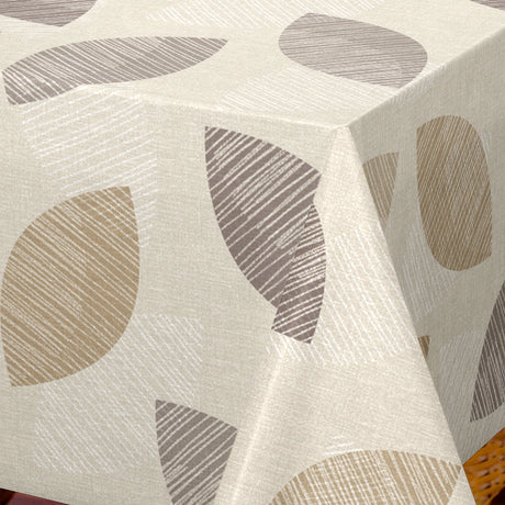 Nordfavn Cocoon Beige – Voksduk med grafisk bladmotiv hjørne