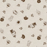 Nordfavn Coffee Time Beige – Voksduk med hyggelig kaffemotiv, mønster