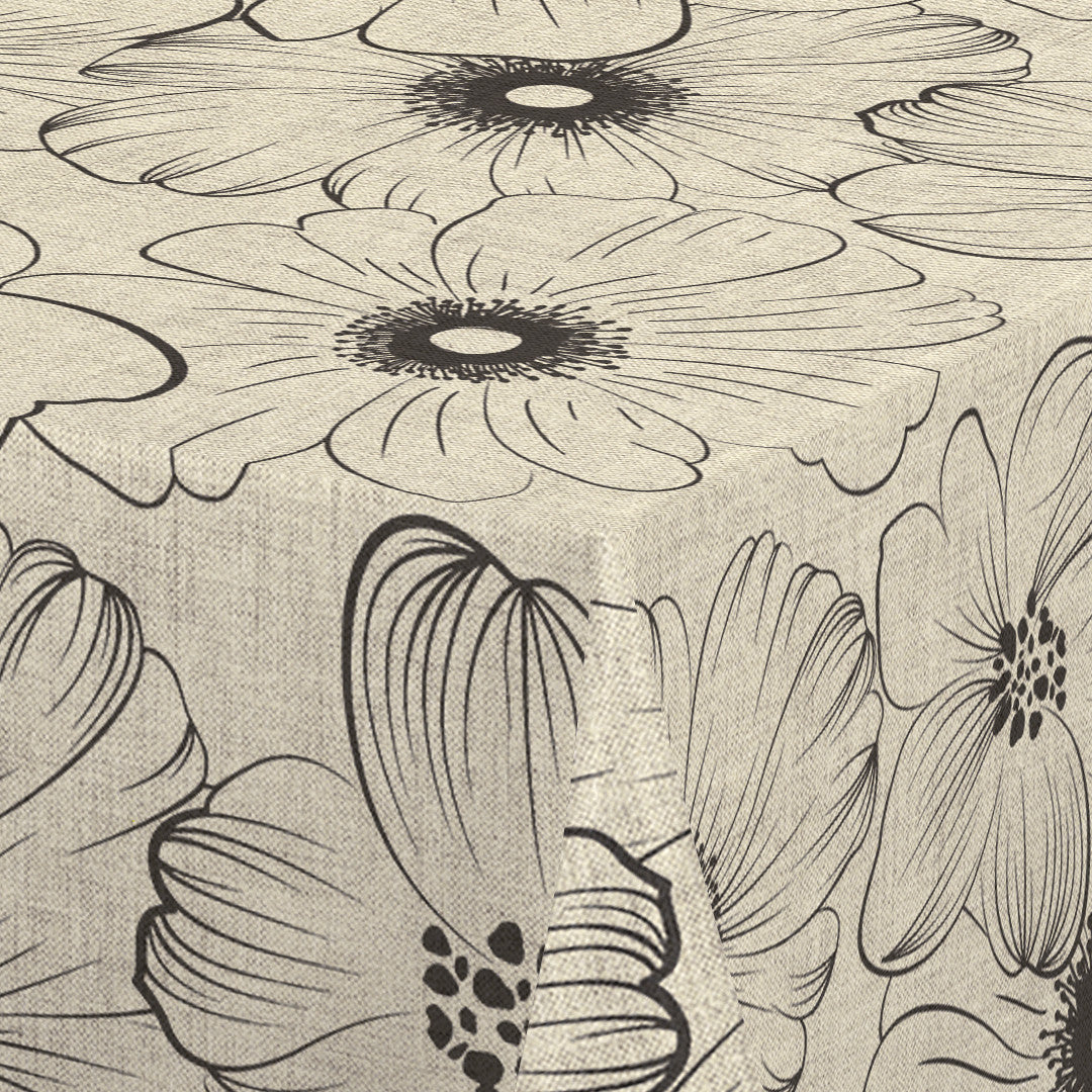 Nordfavn Cologne Beige – Voksduk med strekblomst i lintrykk, hjørne